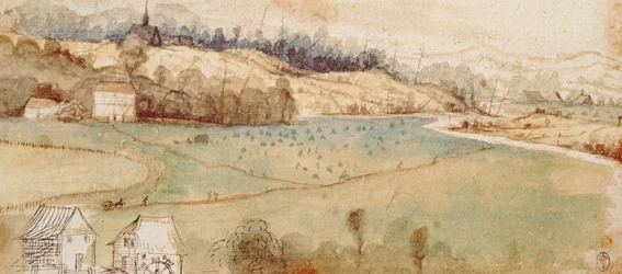 Paisagem (wc e caneta e tinta no papel)